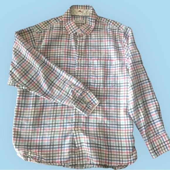TOMMY BAHAMA Men’s Shirt Multicolored Plaid Long Sleeves Button Up Size M - Picture 2 of 7